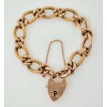 Victorian rose gold curb link bracelet engraved decoration stamped 9ct Condition Report