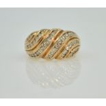 9ct gold diamond swirl channel set ring hallmarked Condition Report 5.