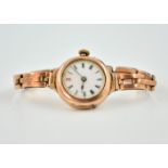 Early 20th century 9ct rose gold bracelet wristwatch, hallmarked approx 22.