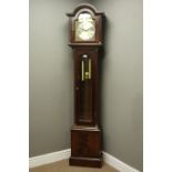 George III style mahogany longcase clock, twin weight movement striking the hours on three rods,