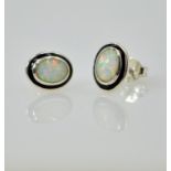 Pair of opal stud ear-rings stamped 925 Condition Report <a href='//www.