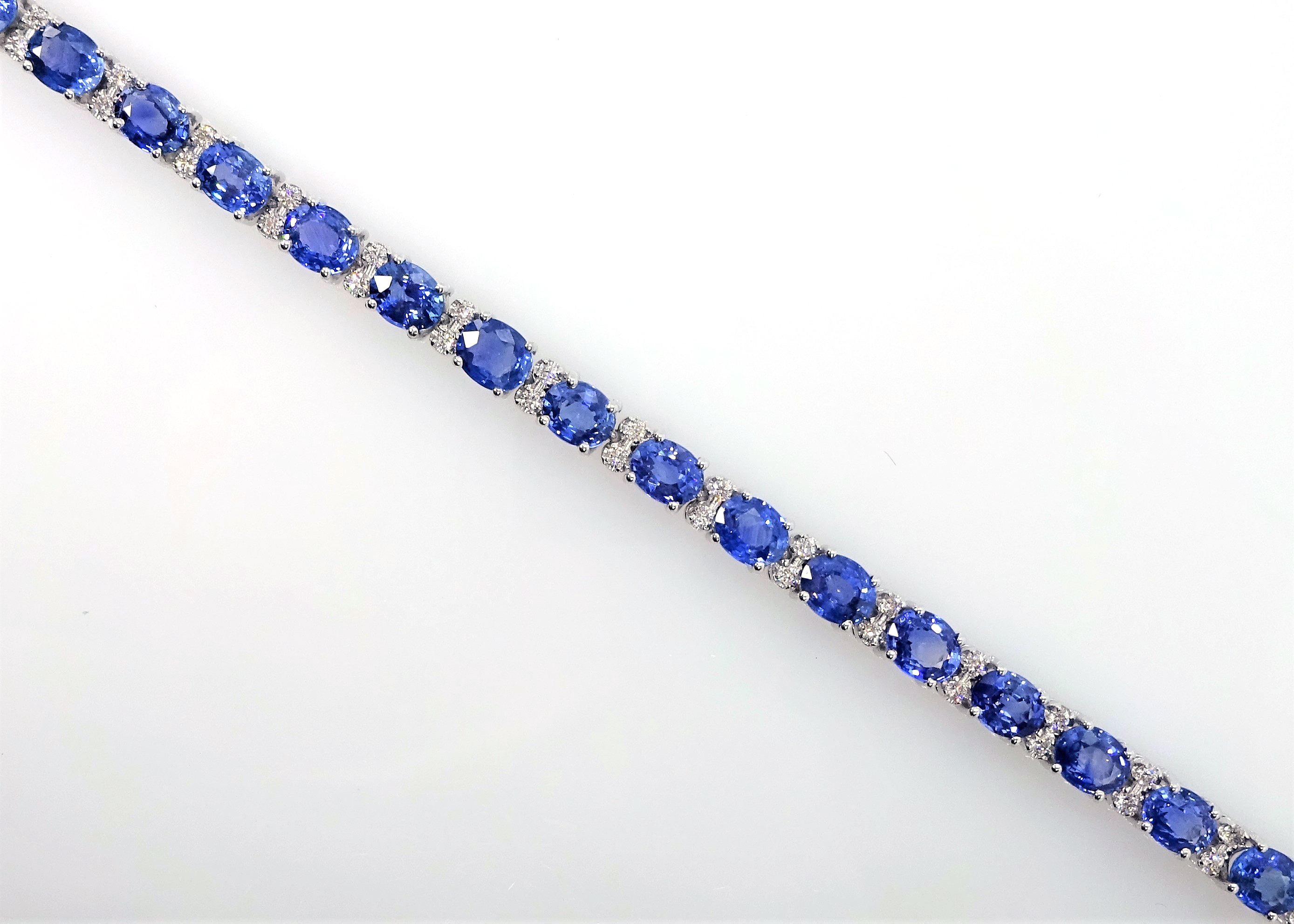 18ct white gold diamond and sapphire bracelet stamped 750, diamonds approx 0. - Image 2 of 3