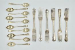 Set of six Edwardian silver dessert forks by Josiah Williams & Co London 1903,