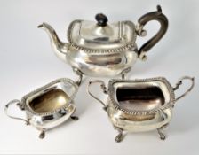 Three piece silver tea set,