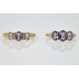 Two lavender topaz and diamond gold rings hallmarked 9ct Condition Report size S and