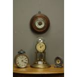 Late 20th century anniversary torsion clock under glass dome, Art Nouveau style clock,