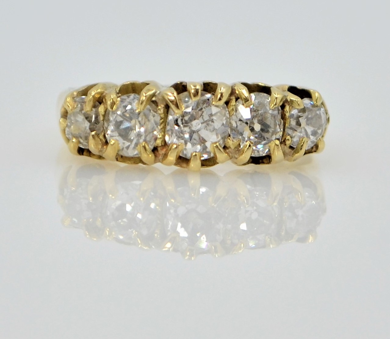 Victorian 18ct gold five stone diamond ring Birmingham 1884 Condition Report size