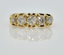 Victorian 18ct gold five stone diamond ring Birmingham 1884 Condition Report size