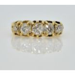 Victorian 18ct gold five stone diamond ring Birmingham 1884 Condition Report size