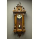 Early 20th century stained beech Vienna style wall clock,