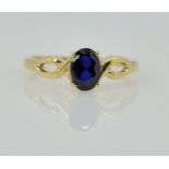 Gold single stone sapphire ring hallmarked 9ct Condition Report size N 2gm<a