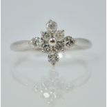 Diamond cluster white gold ring, hallmarked 18ct Condition Report Diamonds approx 0.