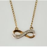 9ct gold diamond necklace and pair of diamond set heart ear-rings hallmarked approx 2.