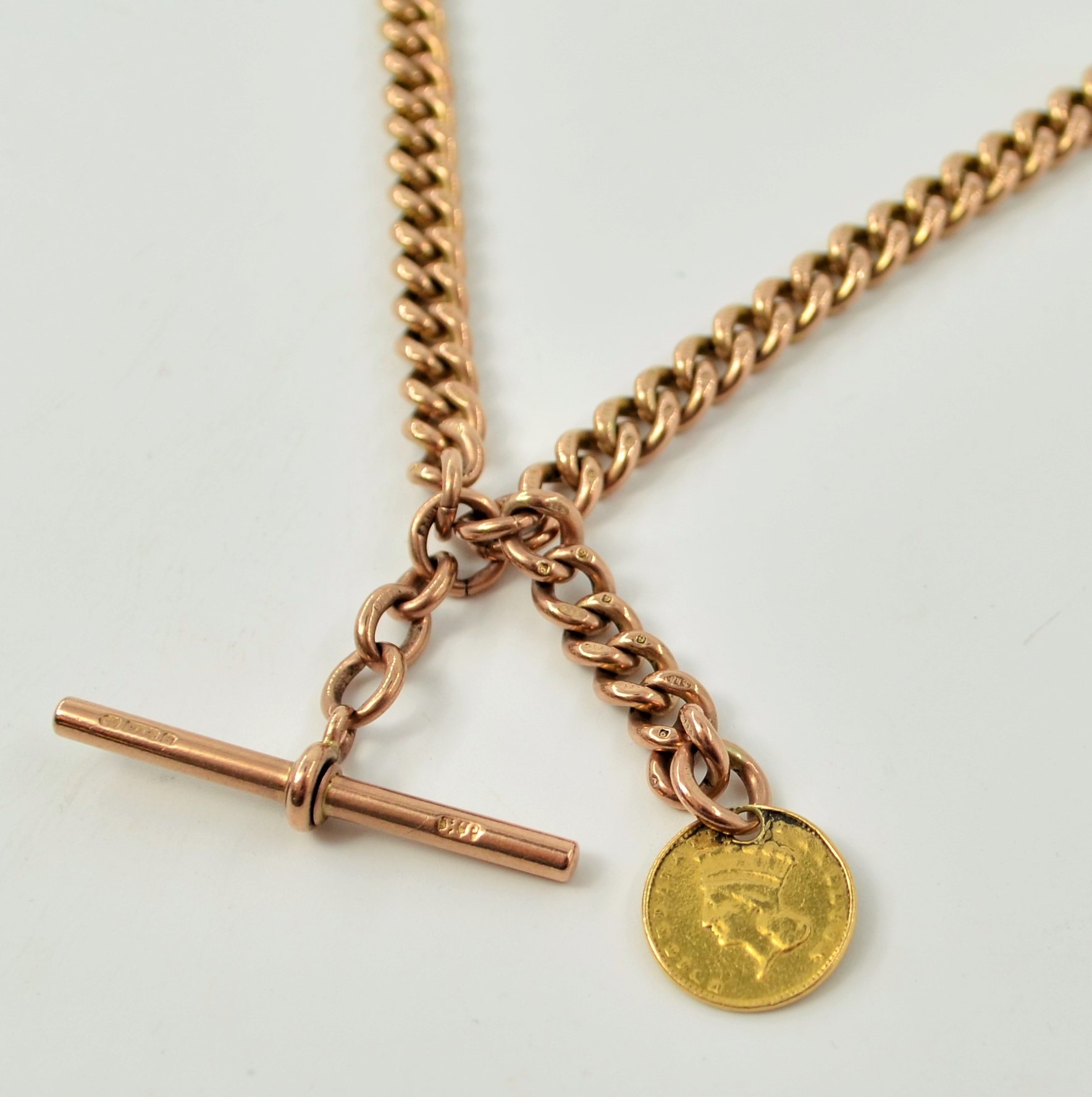 Victorian rose gold curb watch chain, - Image 2 of 2