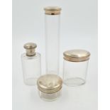 Early 20th century cut crystal scent bottle and dressing table jars,