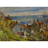 Rowland Henry Hill (Staithes Group 1873-1952): 'Old Cottages Runswick Bay',