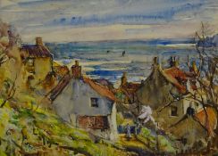 Rowland Henry Hill (Staithes Group 1873-1952): 'Old Cottages Runswick Bay',