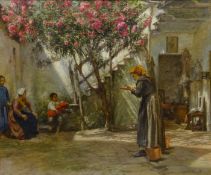 Cilius Johannes Konrad Andersen (Danish 1865-1913): Figures in a Mediterranean Courtyard,