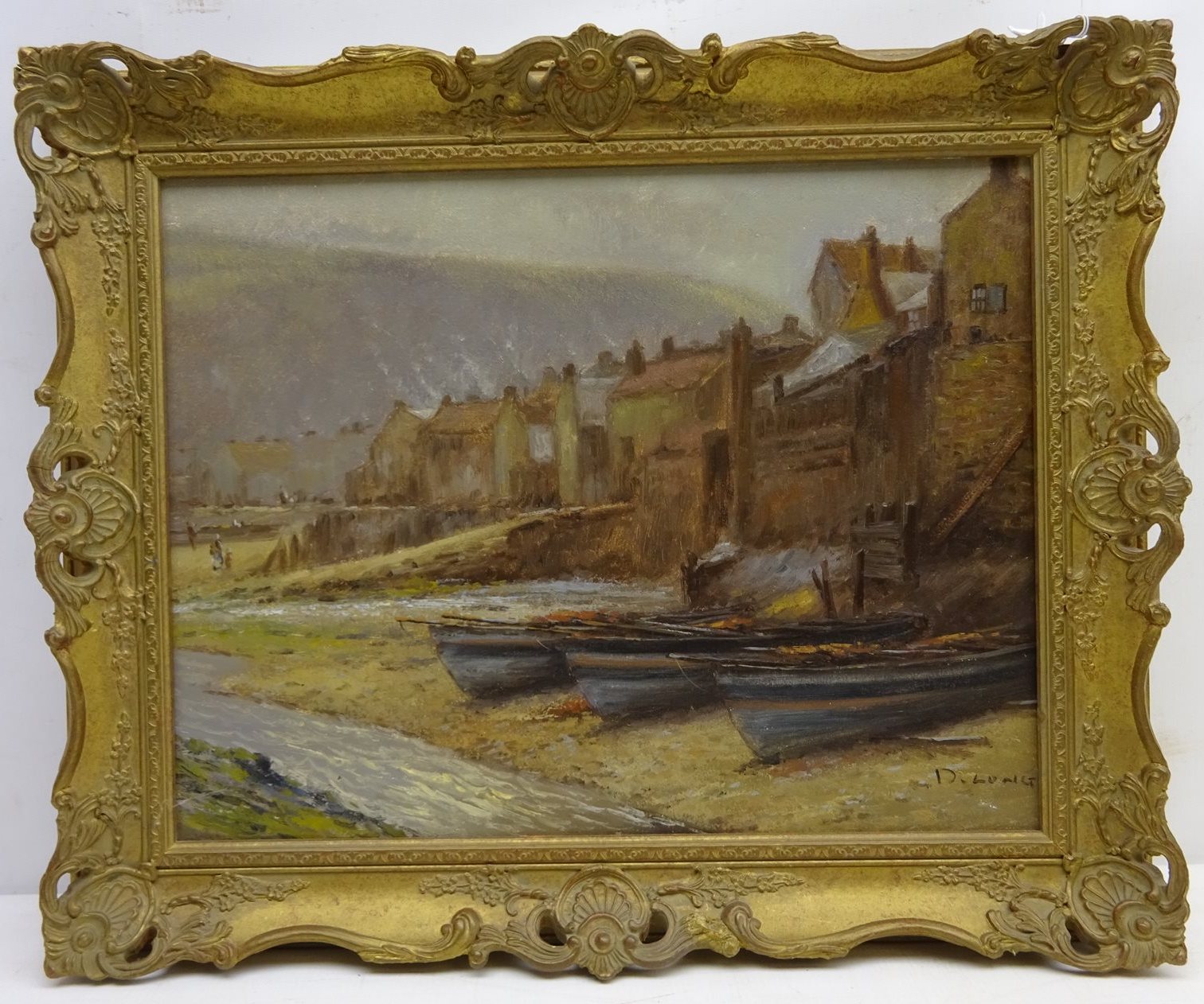 D Long (late 20th Century): Cobles at Staithes, - Image 2 of 2