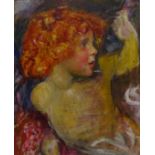Annie Louisa Robinson Swynnerton NEAC (British 1844-1933): Half length Portrait of a Child with Red