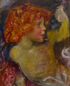 Annie Louisa Robinson Swynnerton NEAC (British 1844-1933): Half length Portrait of a Child with Red