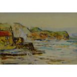 Rowland Henry Hill (Staithes Group 1873-1952): High Tide at the Old Alum Works Cottage Sandsend,