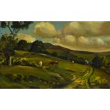 Ernest Higgins Rigg (Staithes Group 1868-1947): Swaledale Landscape, oil on panel signed 27.