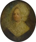 English School (19th century): Bust Portrait of a Lady with White Collar,