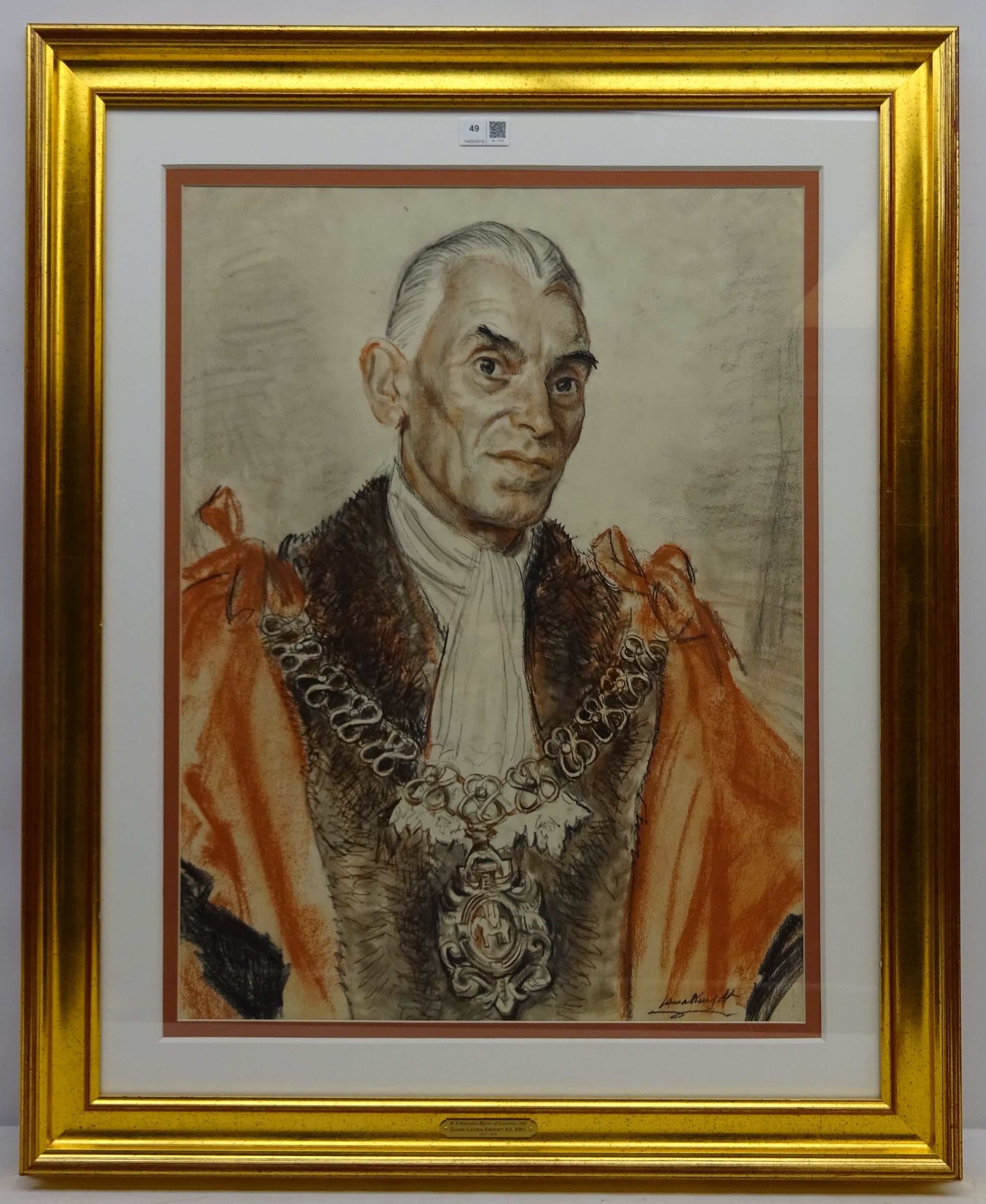 Dame Laura Knight RA (Staithes Group 1877-1970): William Hodgson Malcolm - Lord Mayor of Coventry - Image 2 of 2