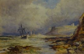 Robert Ernest Roe (British 1852-1921): 'The Brig Mary & Agnes in Distress off Whitby Sands',