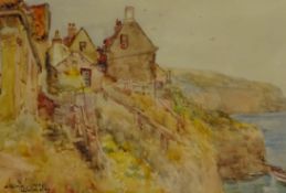 James Ulric Walmsley (British 1860-1954): Cottages at Robin Hood's Bay,