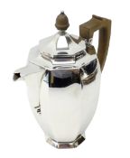 Art Deco silver coffee pot by Roberts & Belk Sheffield 1939, H20.