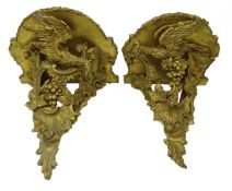 Pair early 19th century giltwood and gesso wall brackets,