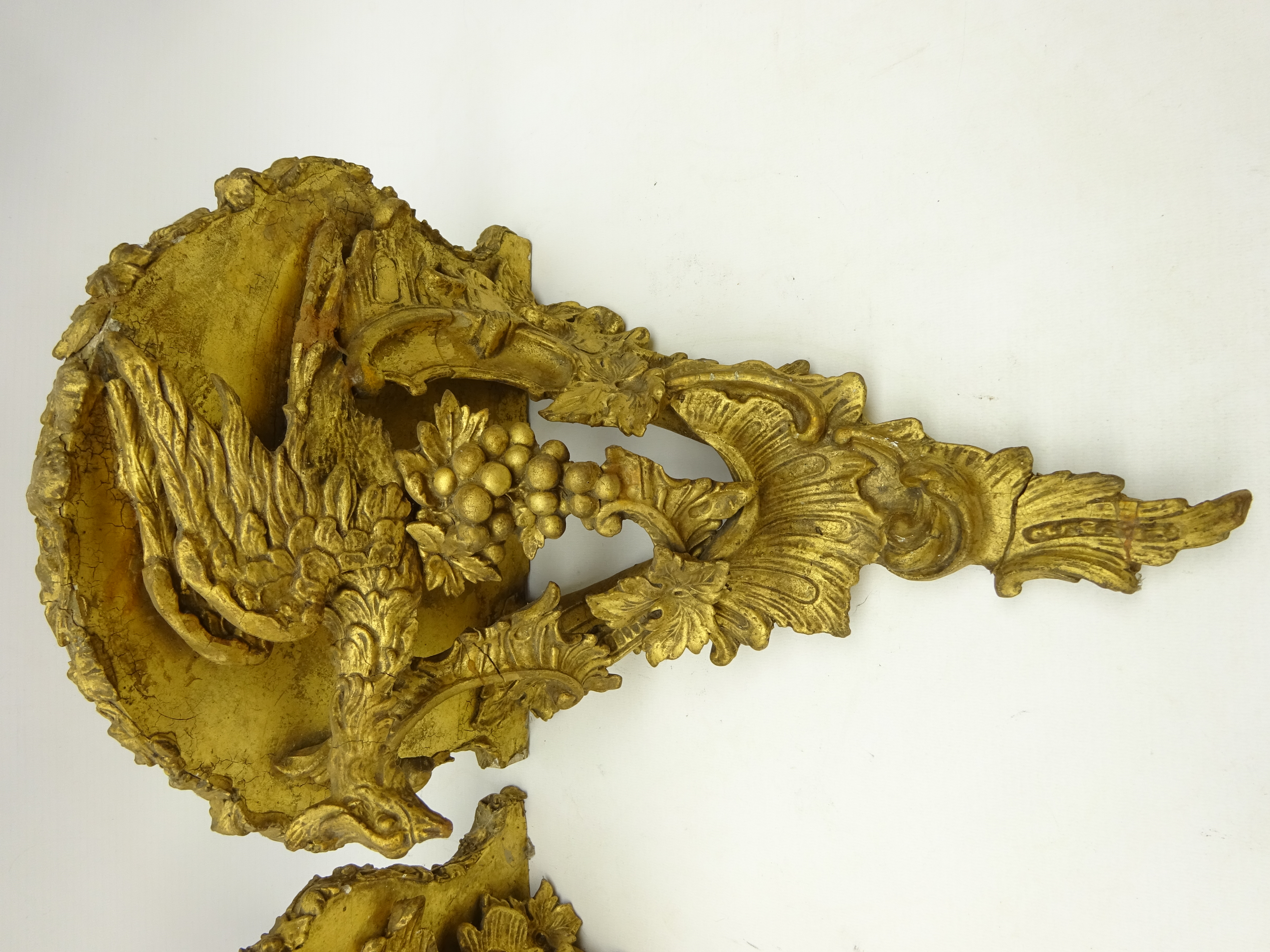 Pair early 19th century giltwood and gesso wall brackets, - Image 4 of 4