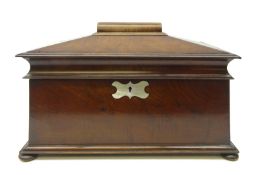 Regency walnut tea caddy of sarcophagus form,