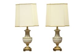 Pair Italian porcelain Mangani classical style table lamps,