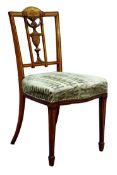 Edwardian Sheraton Revival inlaid satinwood salon chair,
