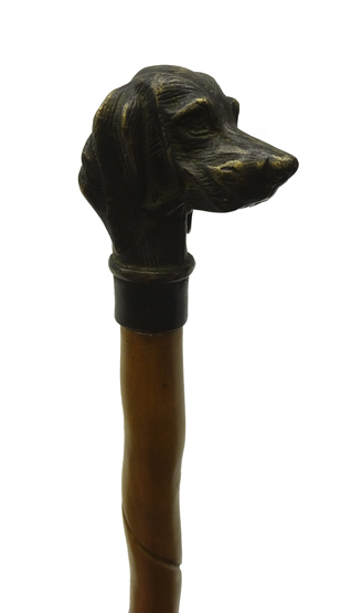 Early 20th century Malacca walking cane with carved spiralled decoration and brass pommel moulded