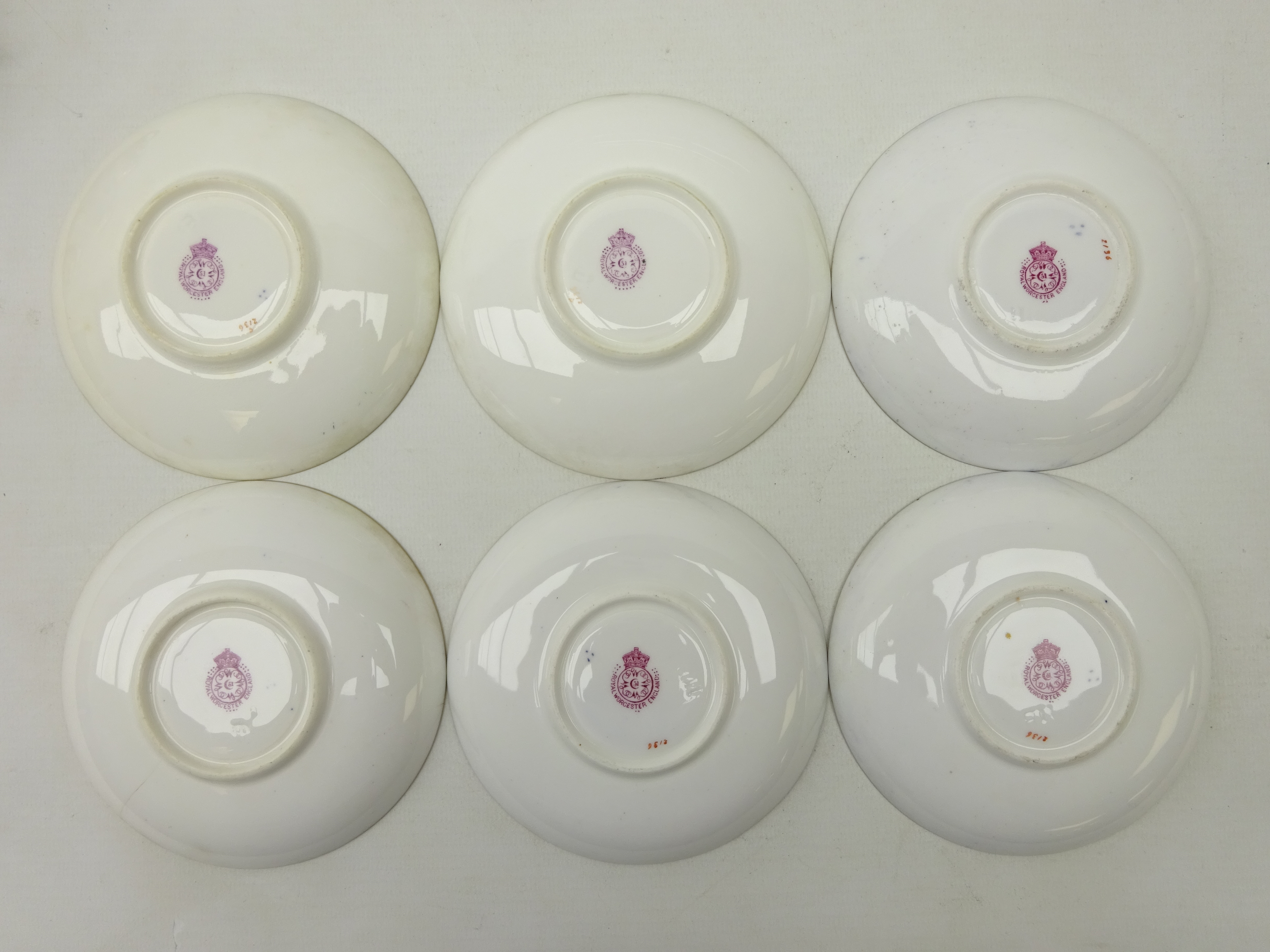 Set of six early 20th century Royal Worcester coffee cups and saucers, - Image 3 of 3