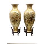 **withdrawn**Pair Japanese Satsuma floor vases, Meiji Period, ovoid form,