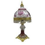 20th century Bohemian crystal table lamp with ruby red overlay,