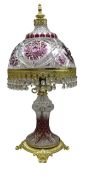 20th century Bohemian crystal table lamp with ruby red overlay,
