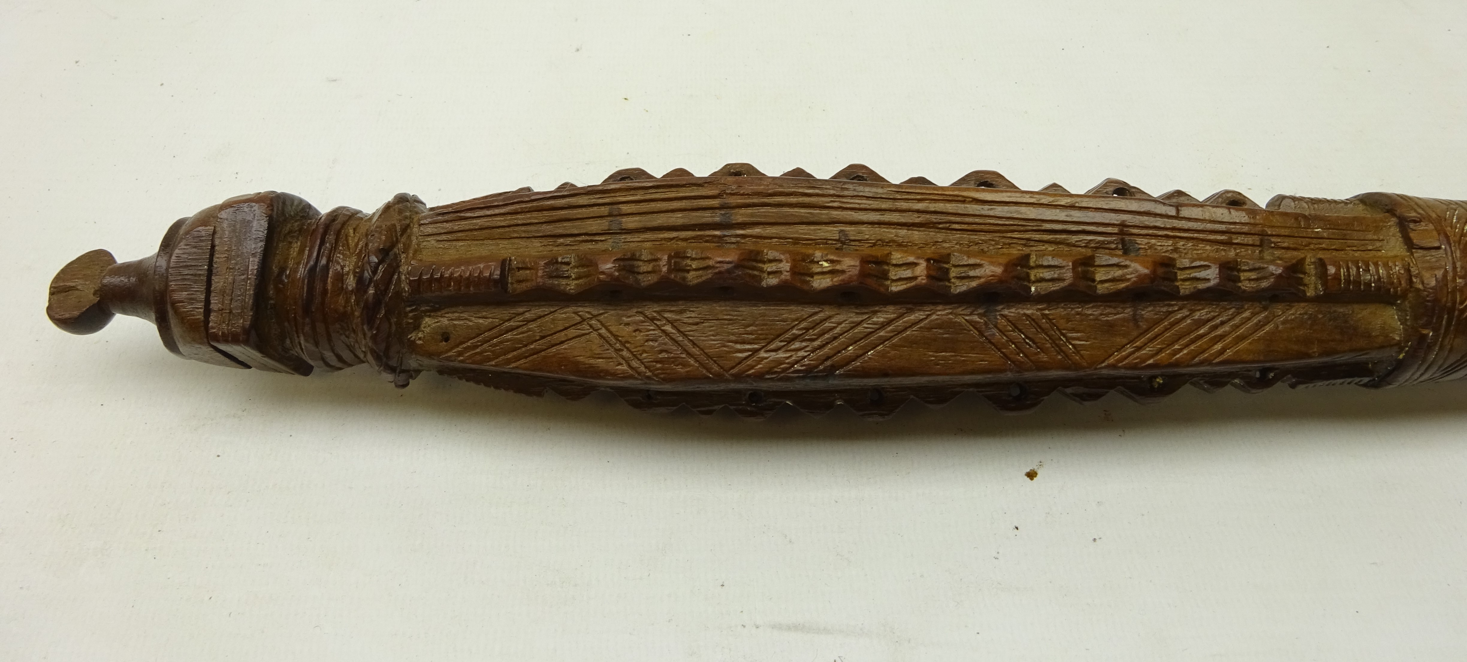 19th century African tribal carved spice pestle and mortar, with chevron bands, - Image 7 of 9