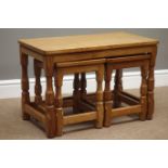 Yorkshire oak - nest of three tables with adzed tops by Sid Pollard of Bagby, 68cm x 37cm,