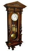 19th century walnut Vienna type wall clock,