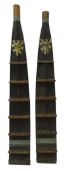 Pair early 20th century oar blades converted to pipe racks,