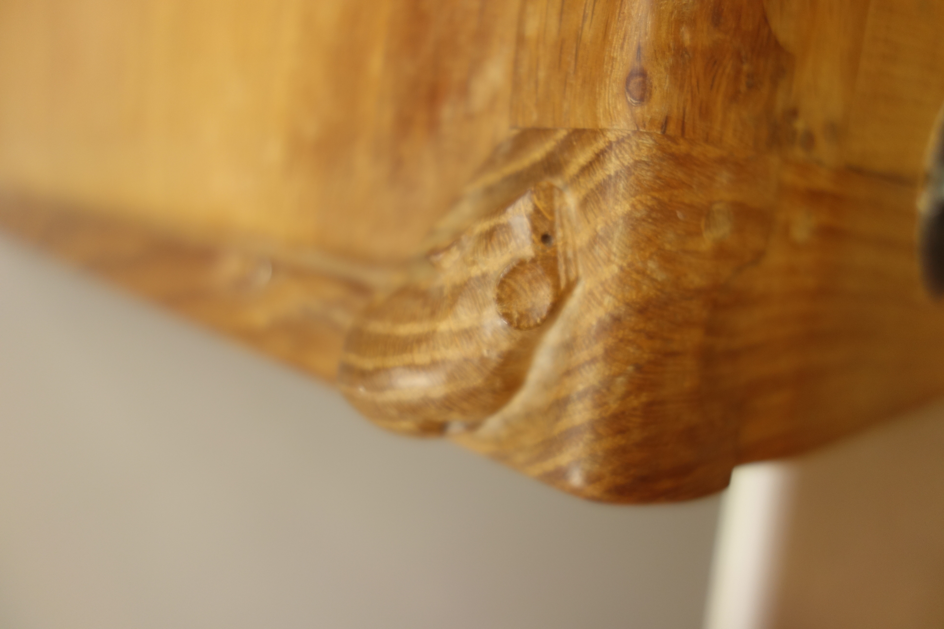 'Mouseman' panelled oak tallboy, cupboard above two short and two long drawers, - Image 4 of 6