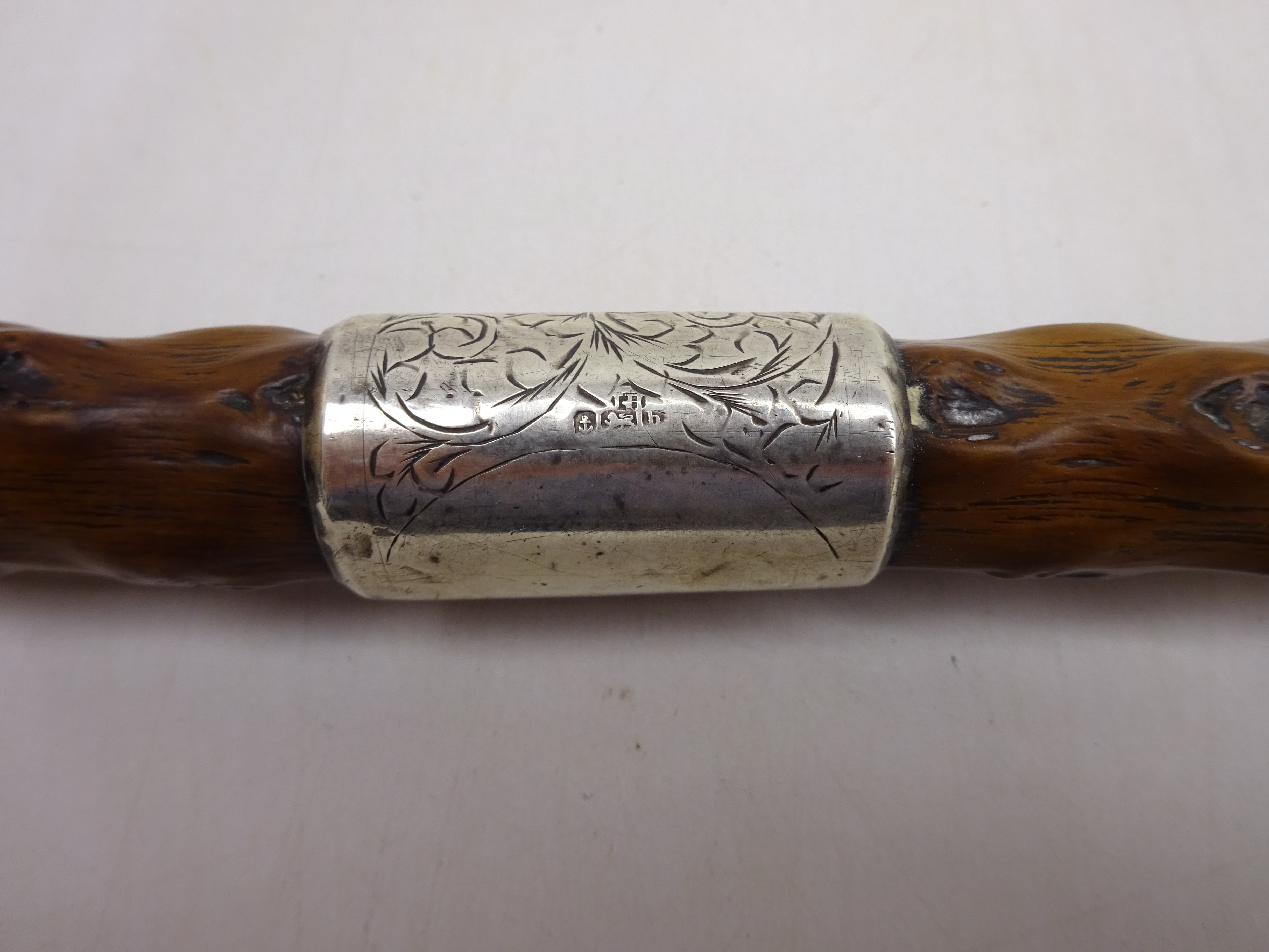 Early 20th century Hawthorn walking stick with silver collar and handle by Henry Howell & Co ltd, - Image 2 of 5