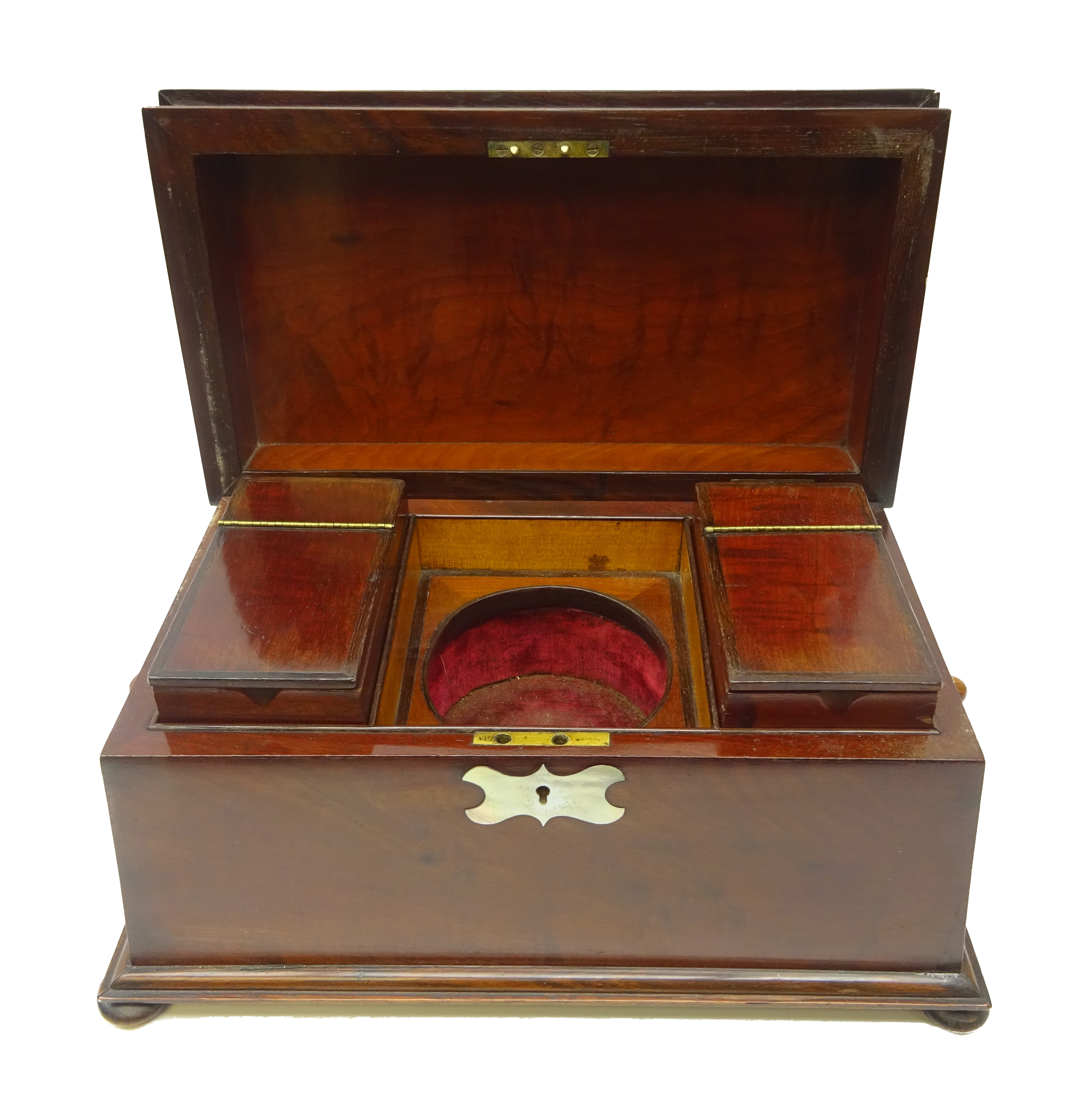 Regency walnut tea caddy of sarcophagus form, - Image 3 of 3