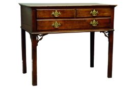 18th century oak lowboy, two short and one long drawer,